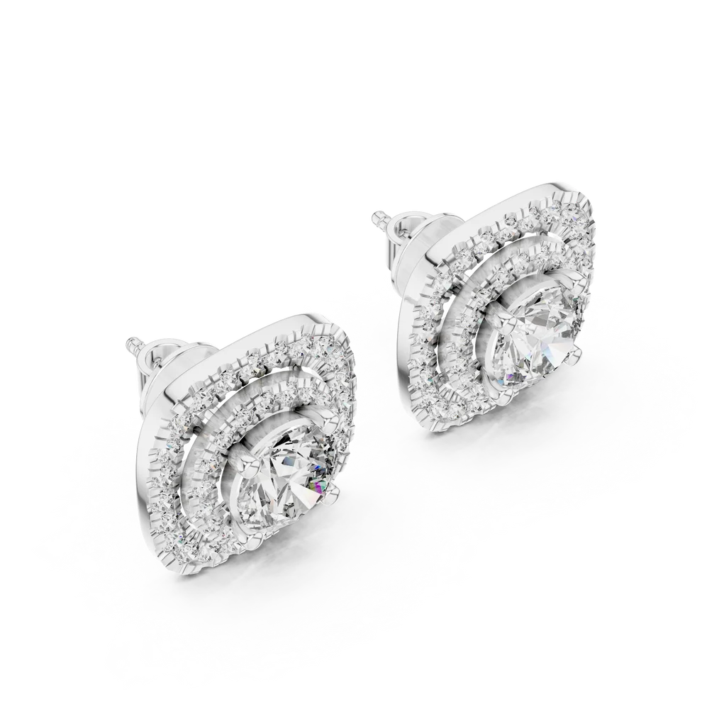 Majestic Double-Halo Round Diamond Earrings