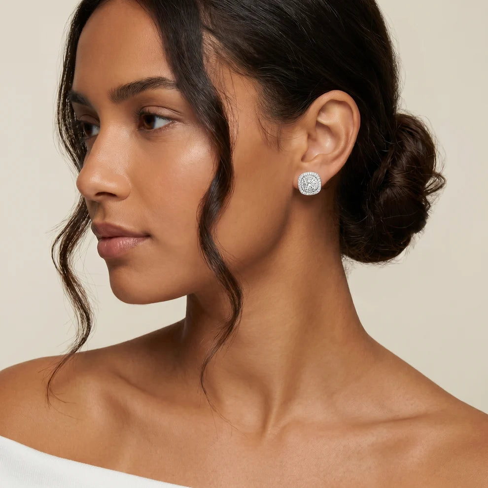 Majestic Double-Halo Round Diamond Earrings