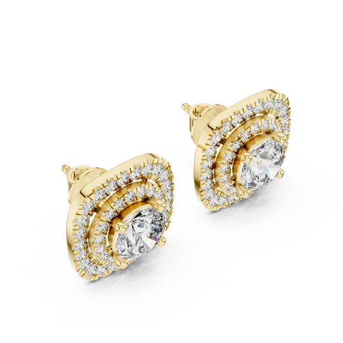 Majestic Double-Halo Round Diamond Earrings