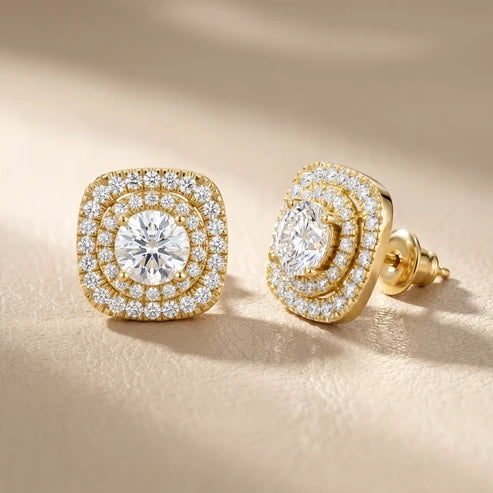 Majestic Double-Halo Round Diamond Earrings