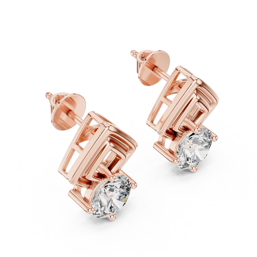 Crest Round Diamond Earrings