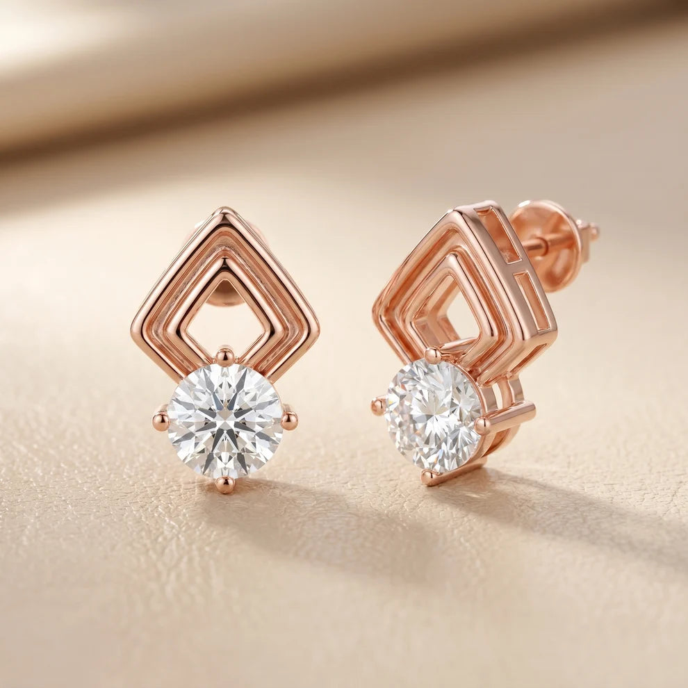 Crest Round Diamond Earrings
