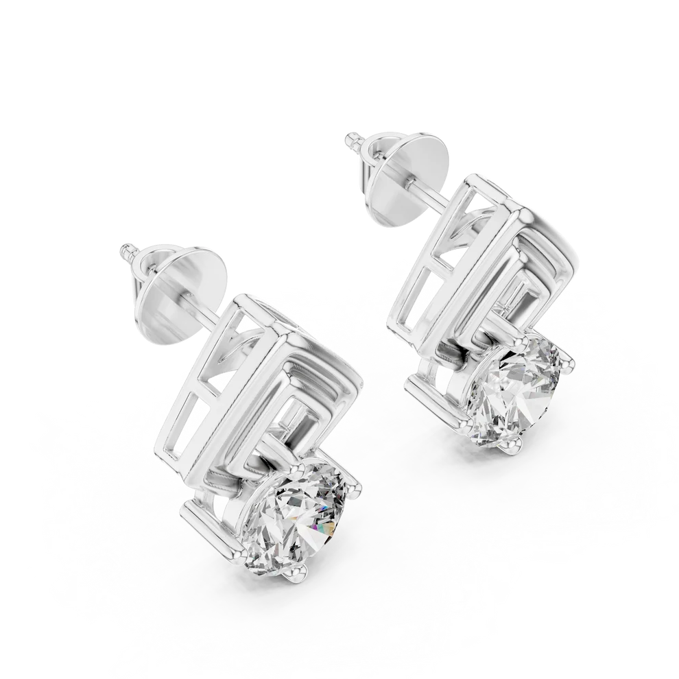Crest Round Diamond Earrings