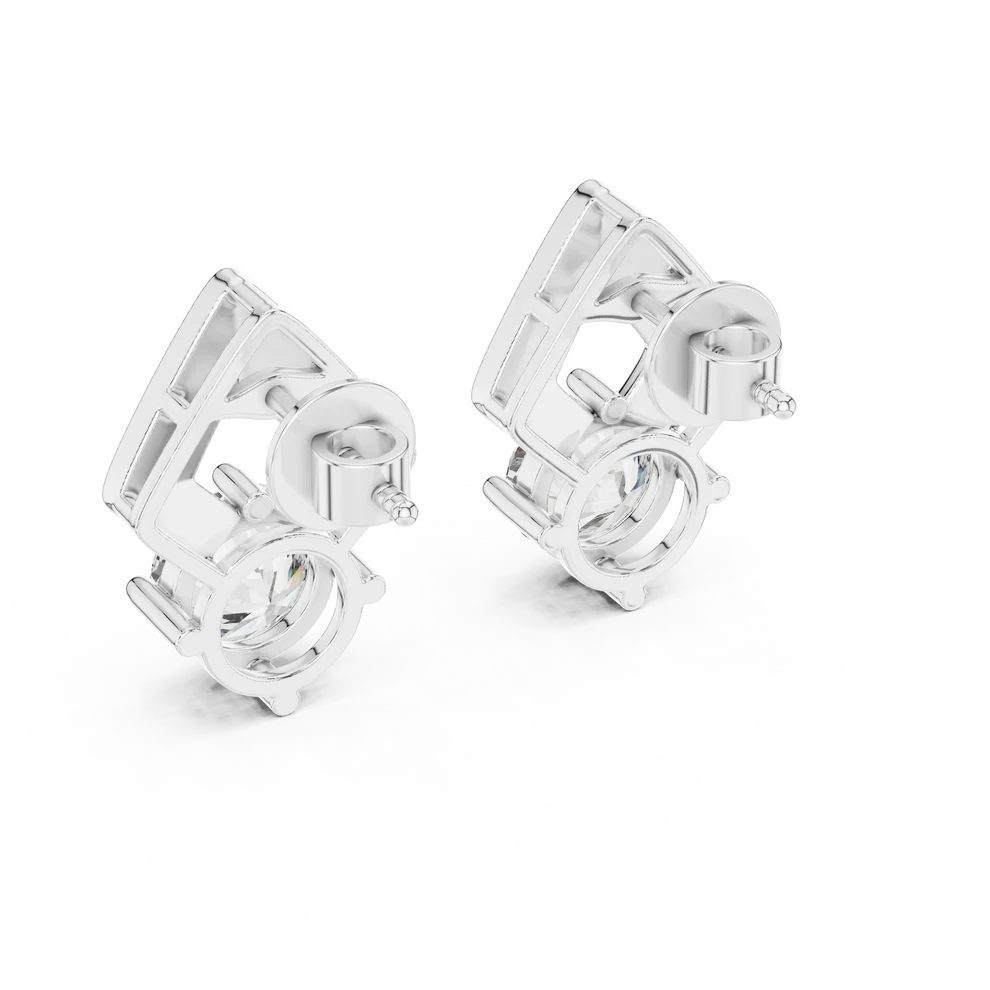 Crest Round Diamond Earrings
