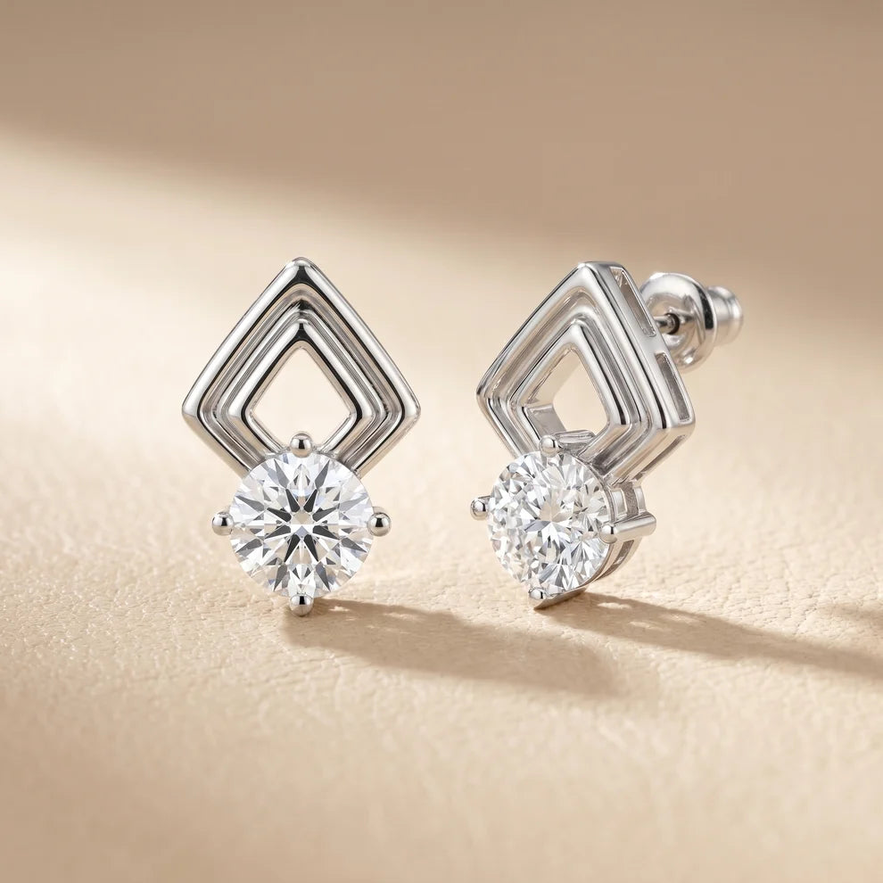 Crest Round Diamond Earrings