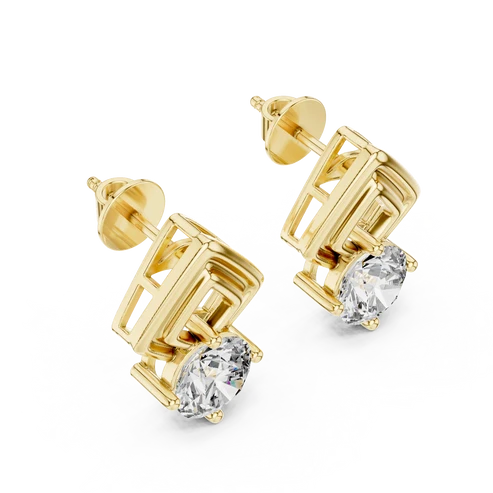 Crest Round Diamond Earrings