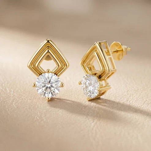 Crest Round Diamond Earrings