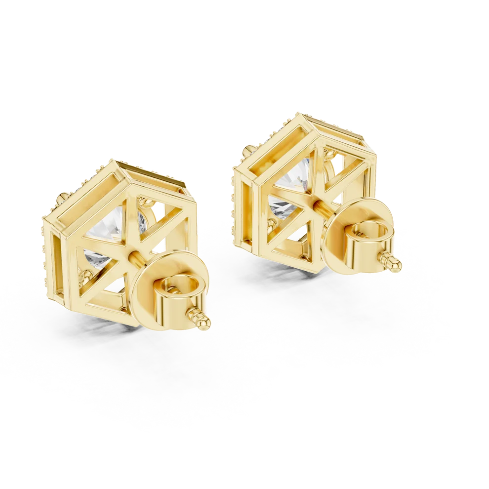 Meridian Hex Round Diamond Earrings