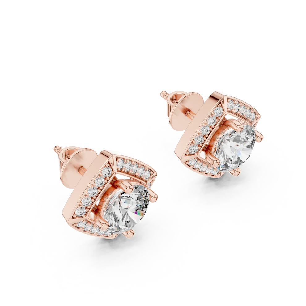 Angular Aura Round Diamond Earrings