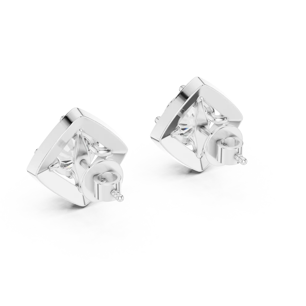 Angular Aura Round Diamond Earrings