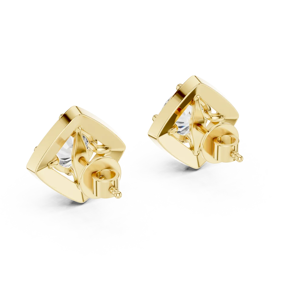 Angular Aura Round Diamond Earrings