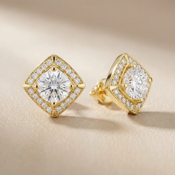 Angular Aura Round Diamond Earrings