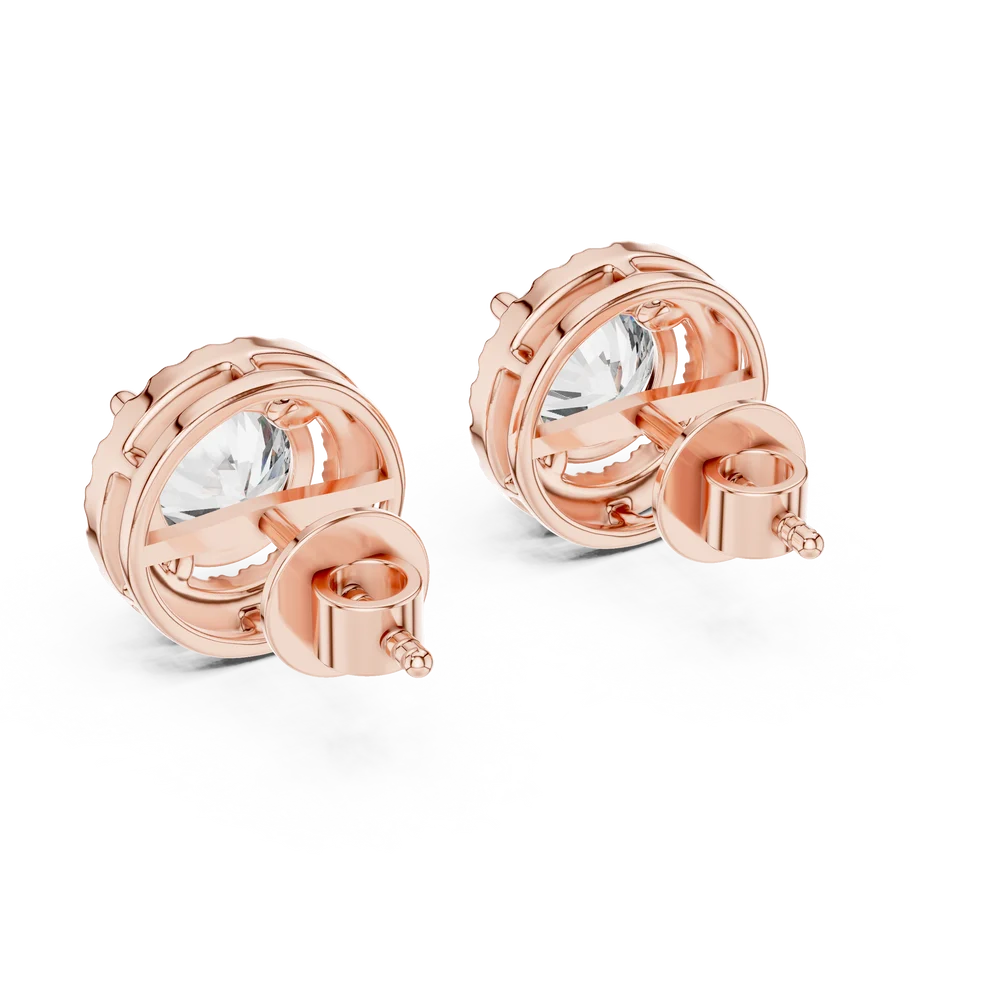 Meridian Halo Round Diamond Earrings