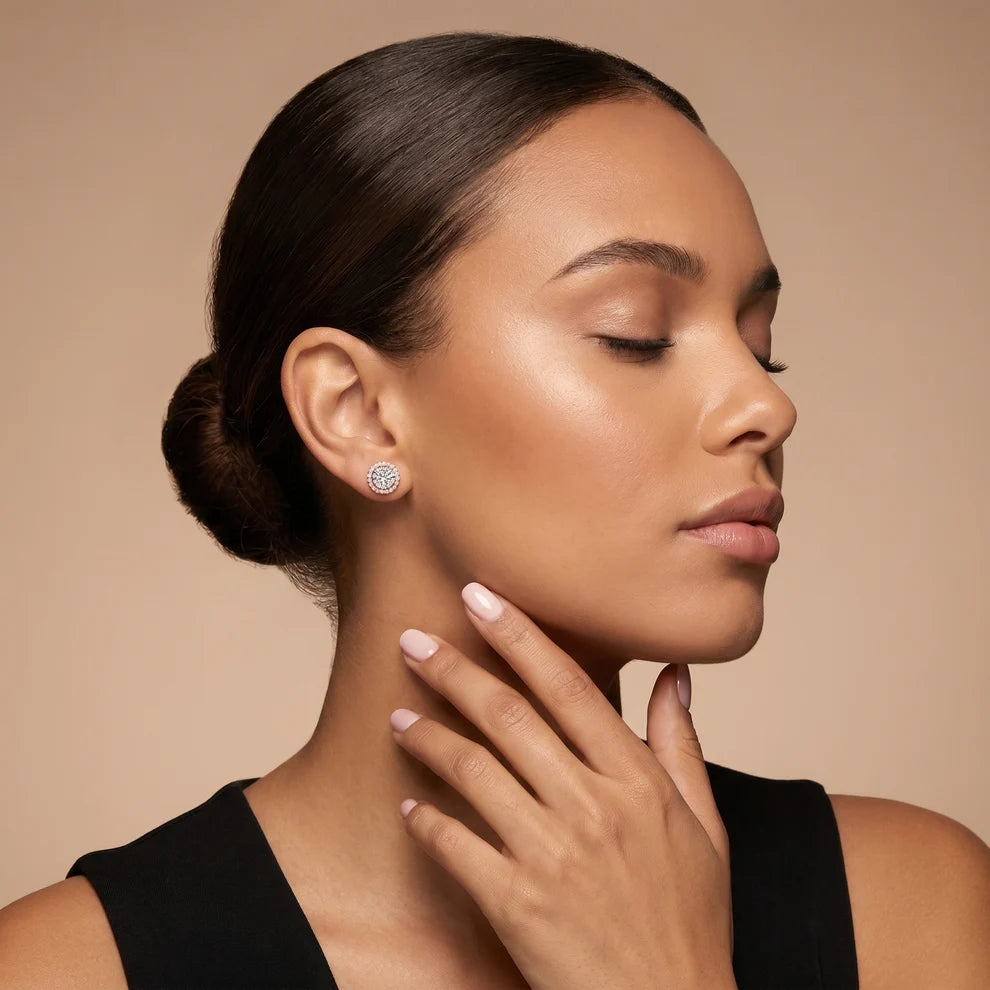 Meridian Halo Round Diamond Earrings