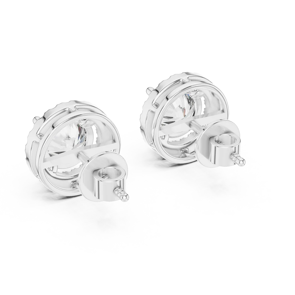 Meridian Halo Round Diamond Earrings