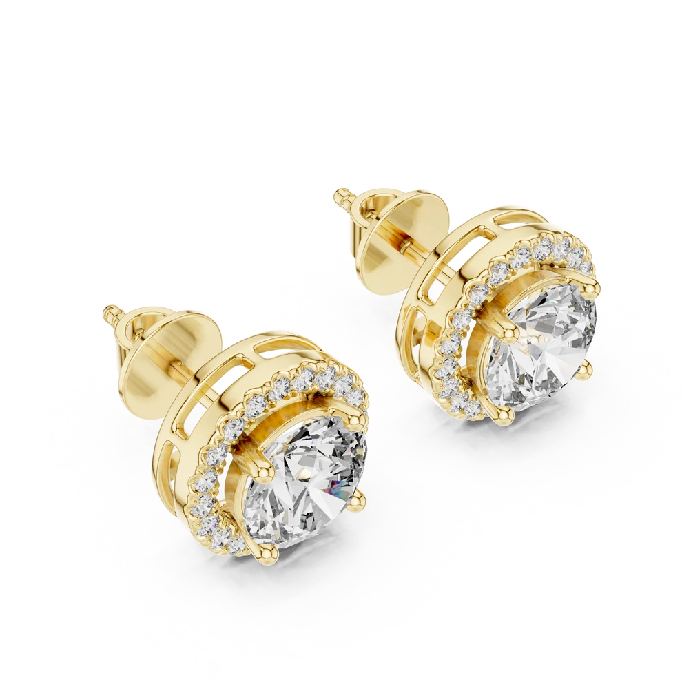 Meridian Halo Round Diamond Earrings