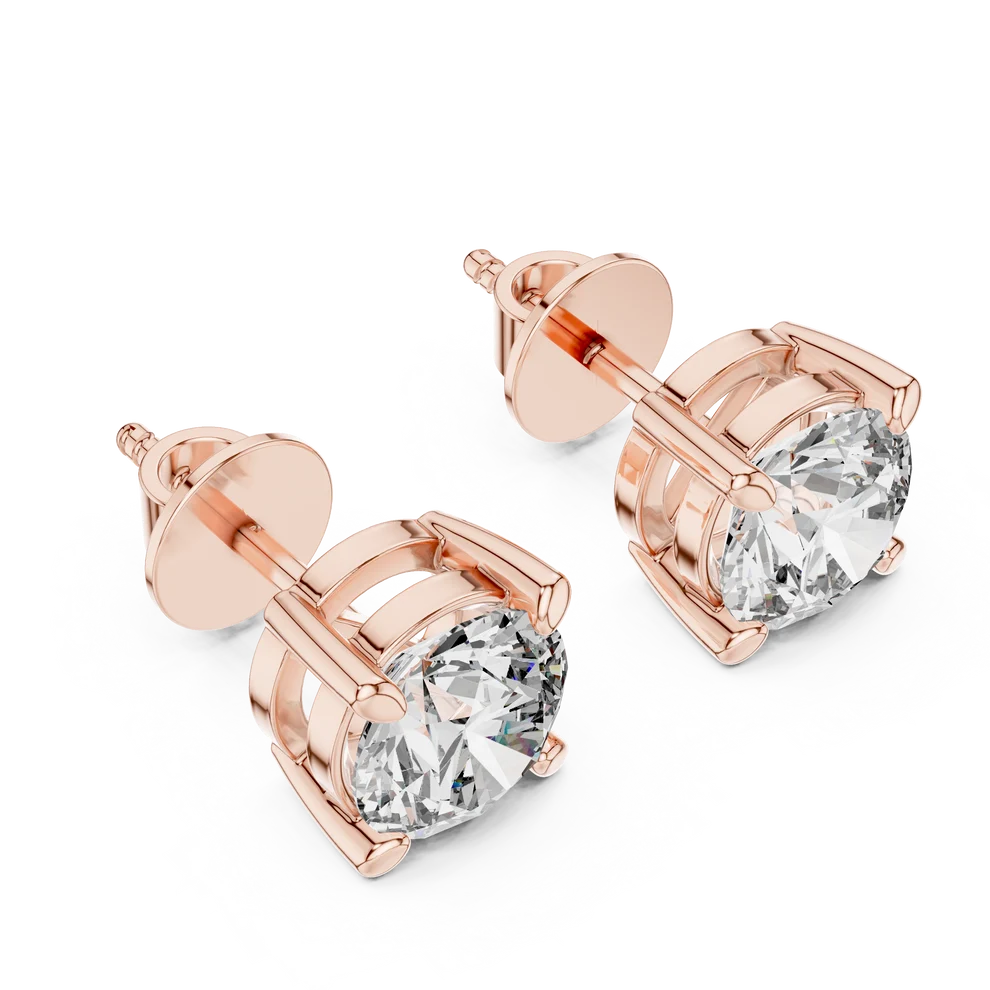 Aurora Four-Prong Round Diamond Earrings