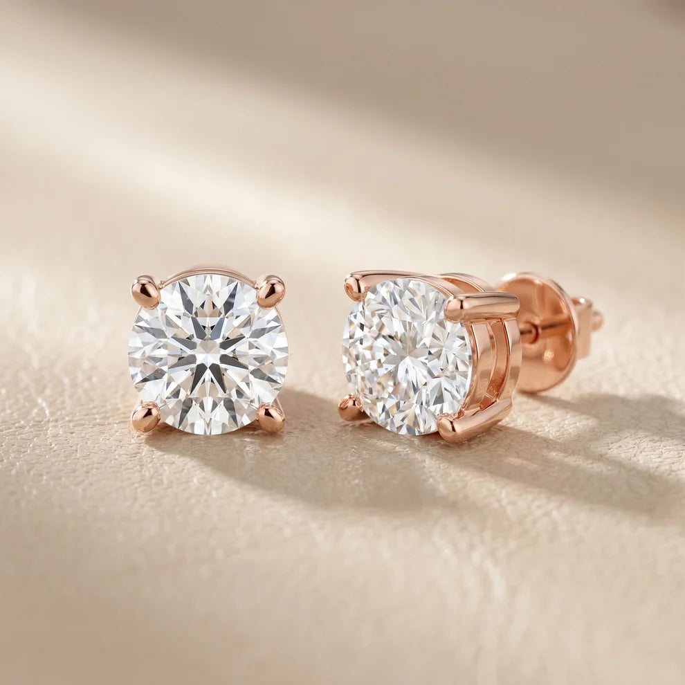 Aurora Four-Prong Round Diamond Earrings