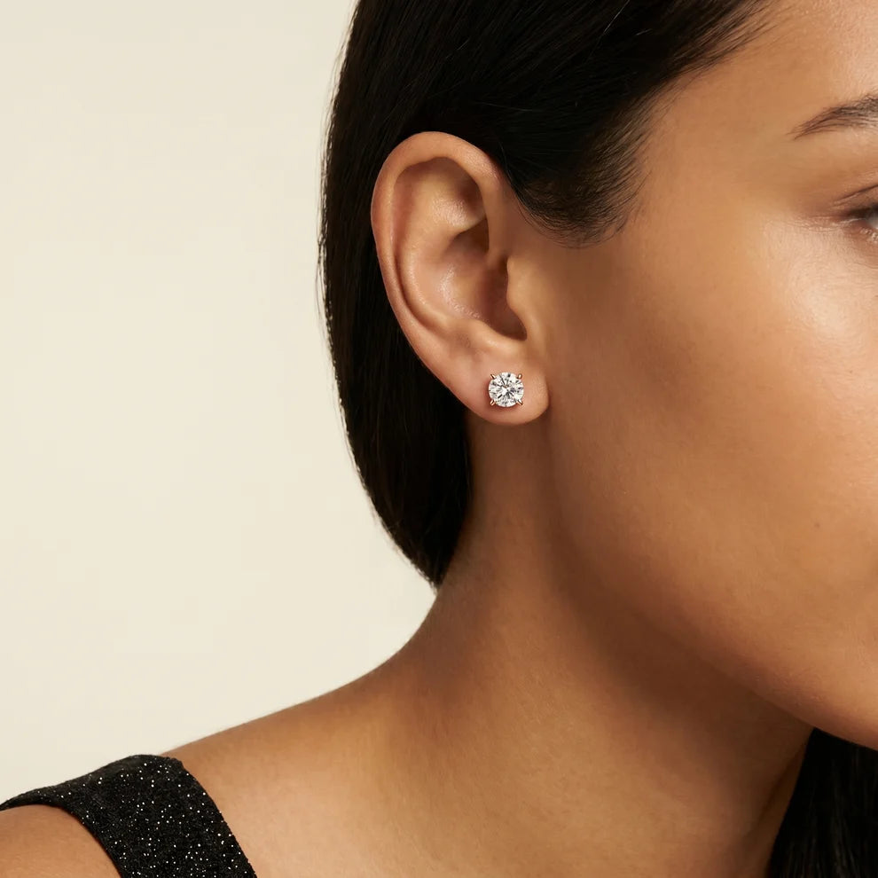 Aurora Four-Prong Round Diamond Earrings