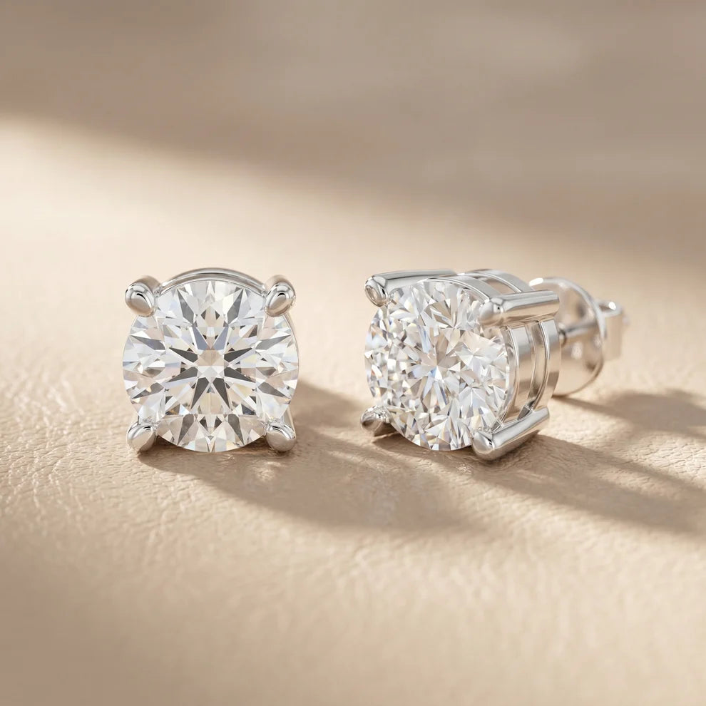 Aurora Four-Prong Round Diamond Earrings