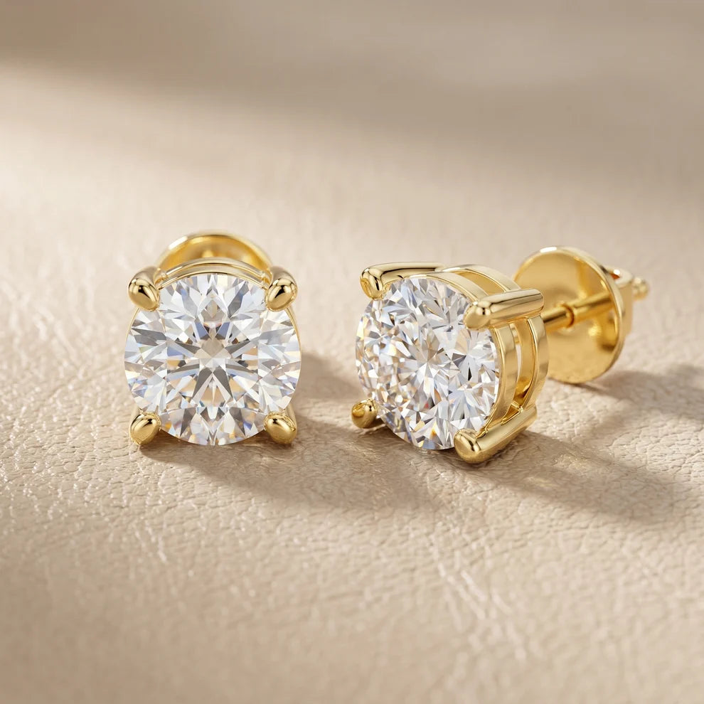 Aurora Four-Prong Round Diamond Earrings