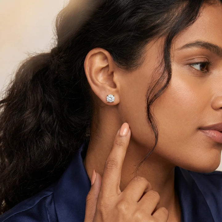 Aurora Four-Prong Round Diamond Earrings