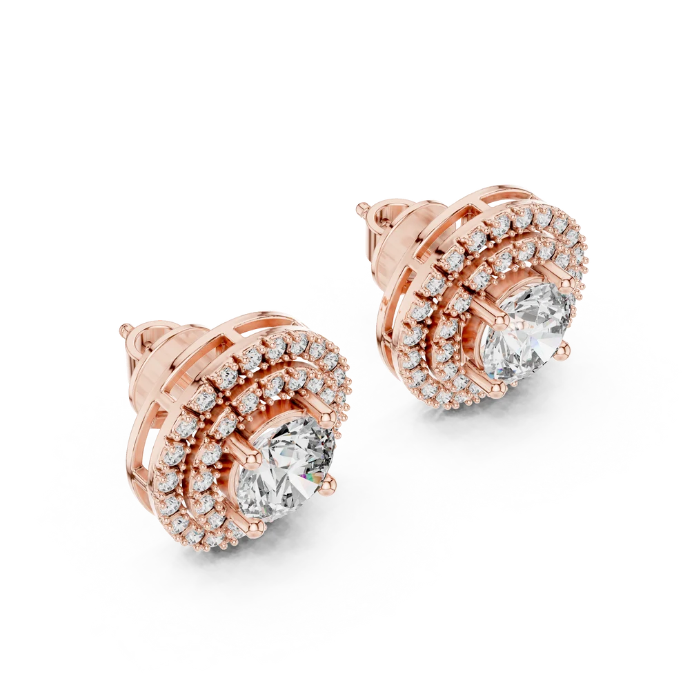 Stella Double-Halo Round Diamond Earrings