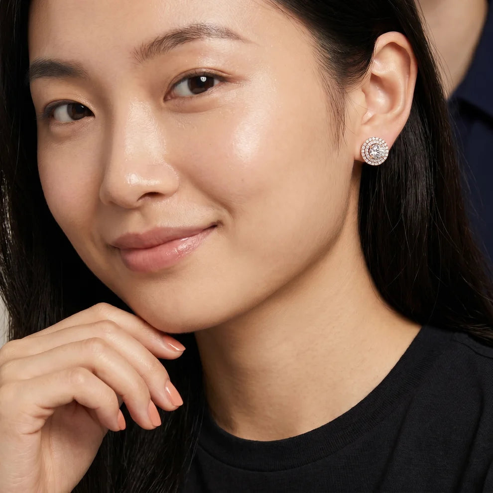 Stella Double-Halo Round Diamond Earrings