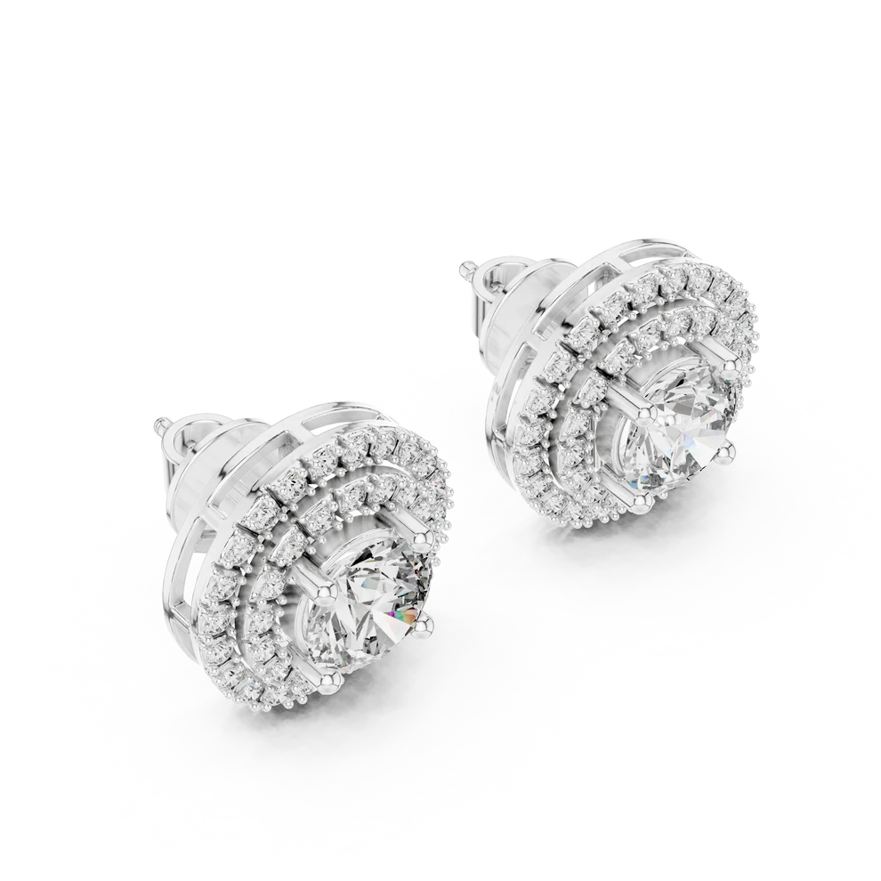 Stella Double-Halo Round Diamond Earrings