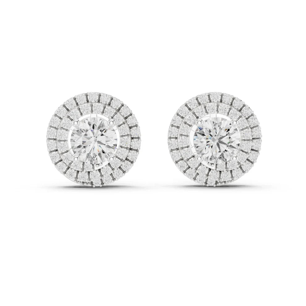Stella Double-Halo Round Diamond Earrings