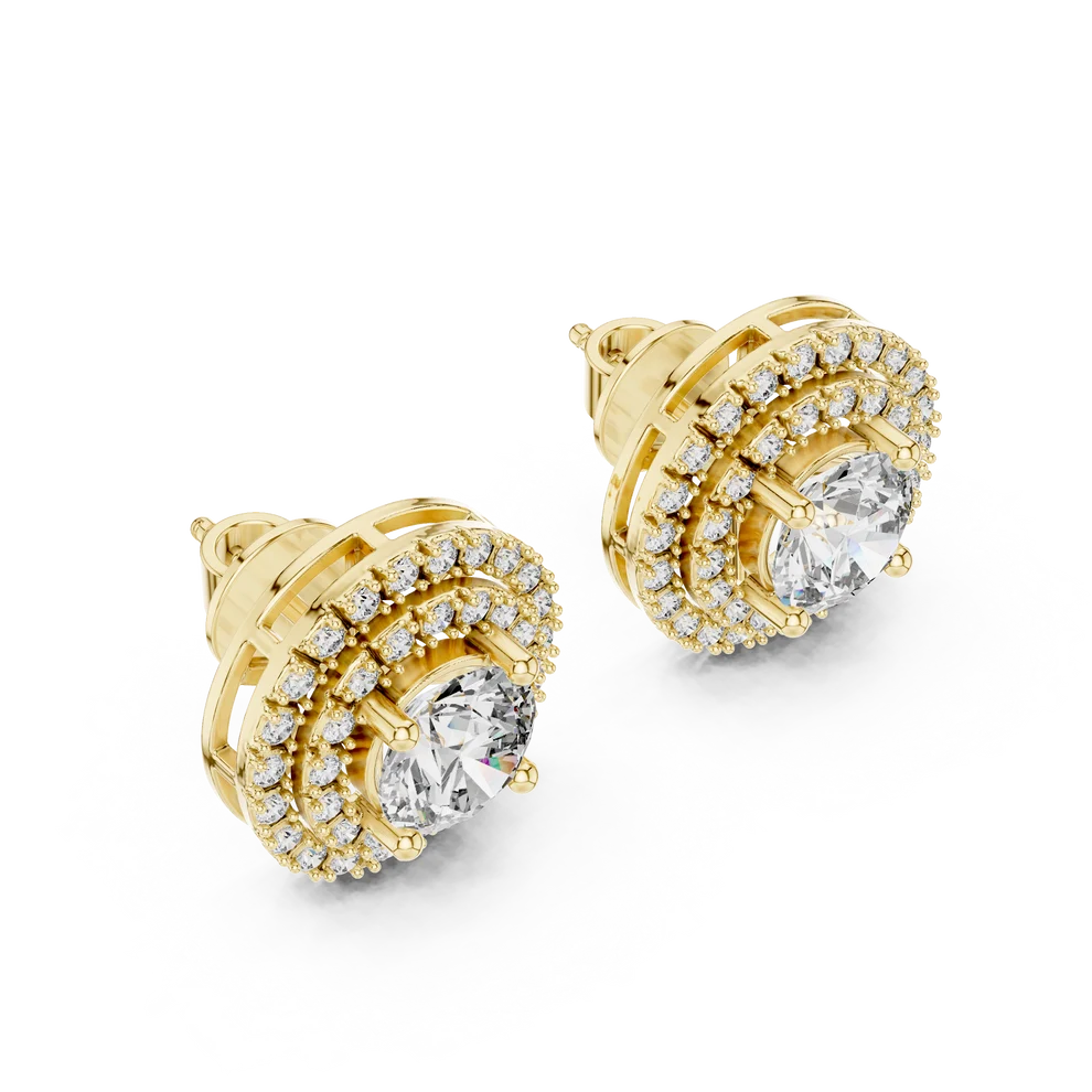 Stella Double-Halo Round Diamond Earrings