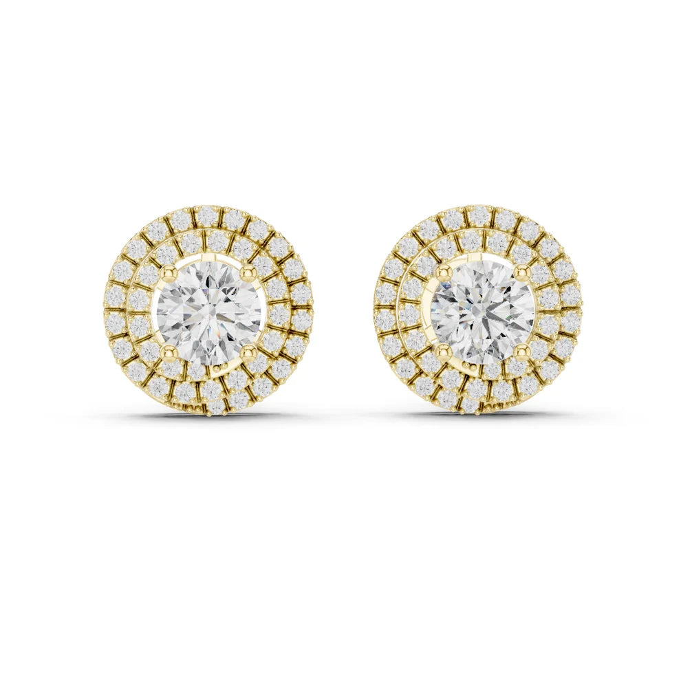 Stella Double-Halo Round Diamond Earrings