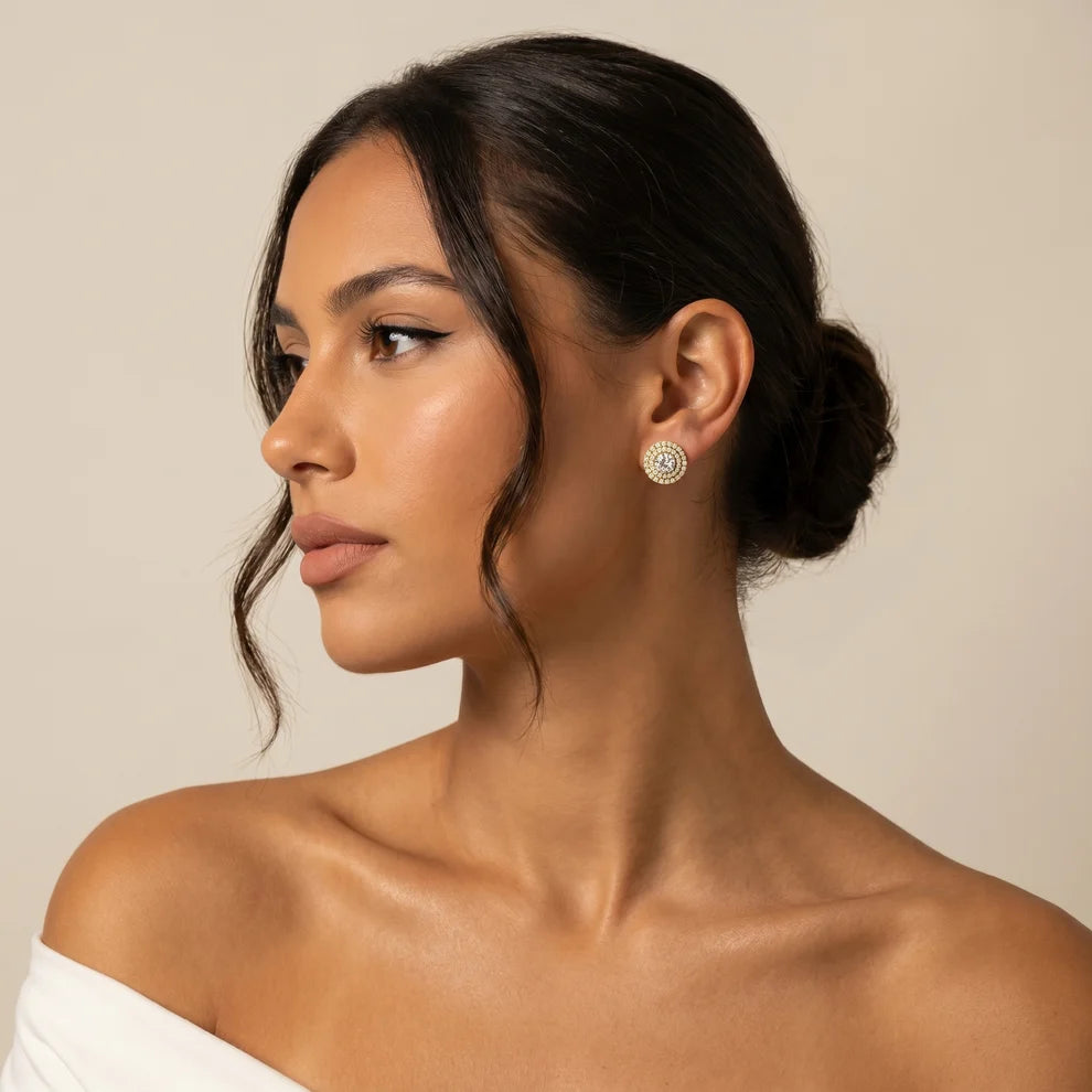 Stella Double-Halo Round Diamond Earrings