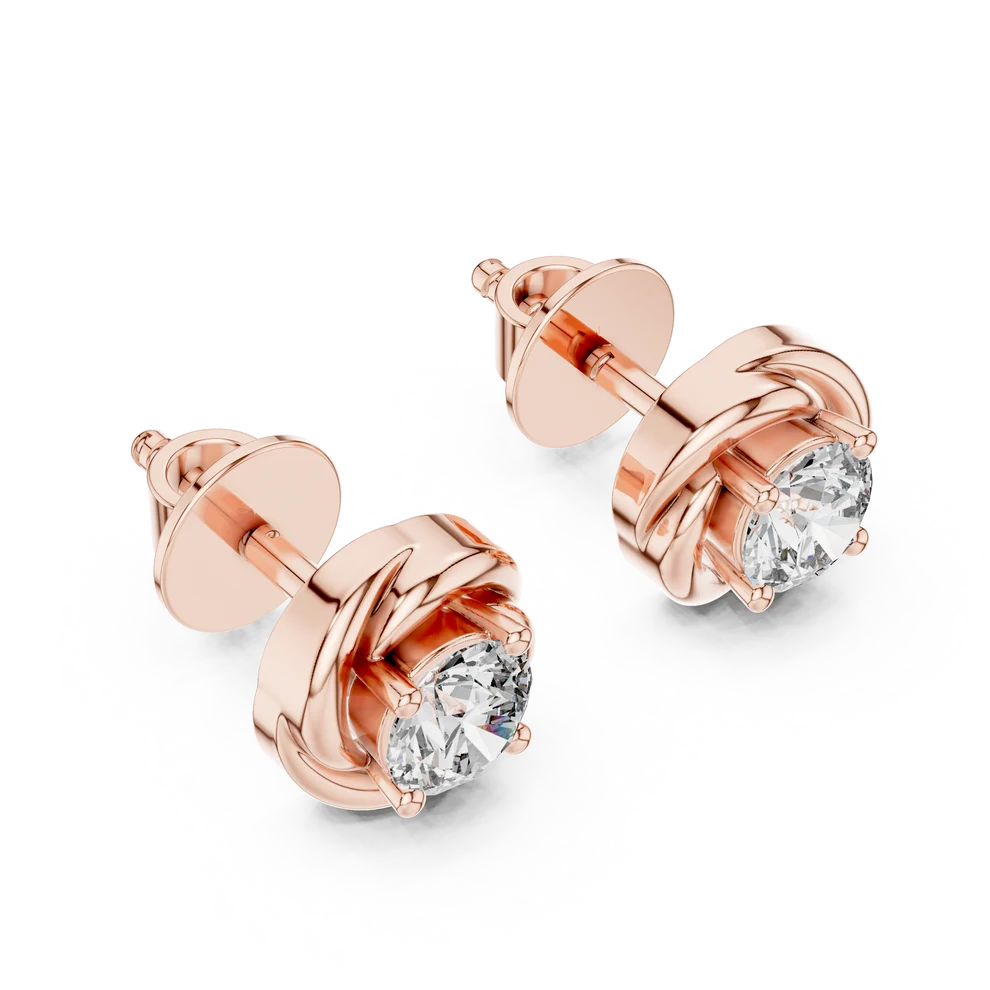 Twist Rope Round Diamond Earrings