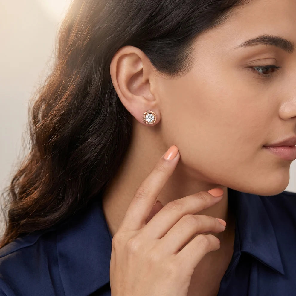 Twist Rope Round Diamond Earrings