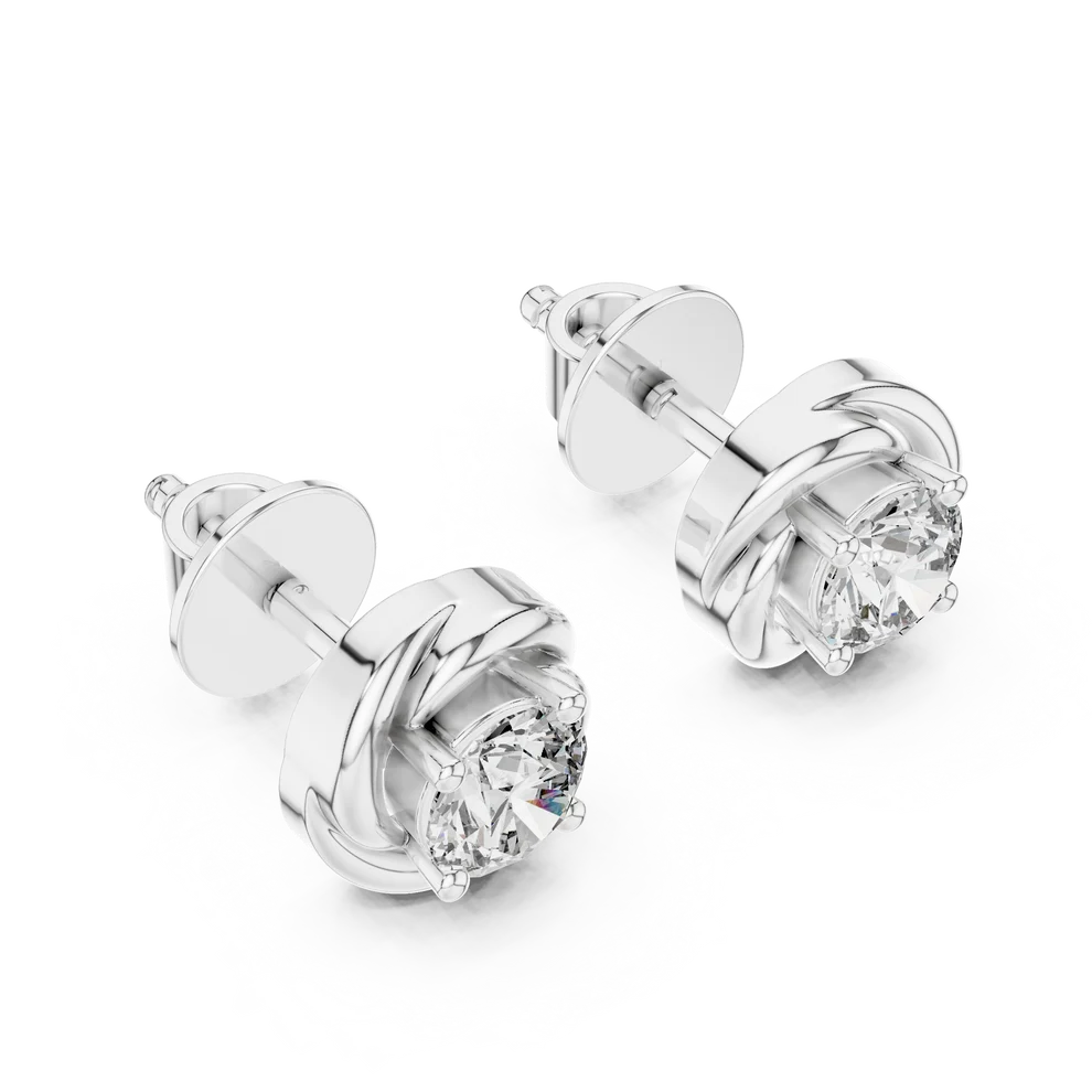 Twist Rope Round Diamond Earrings