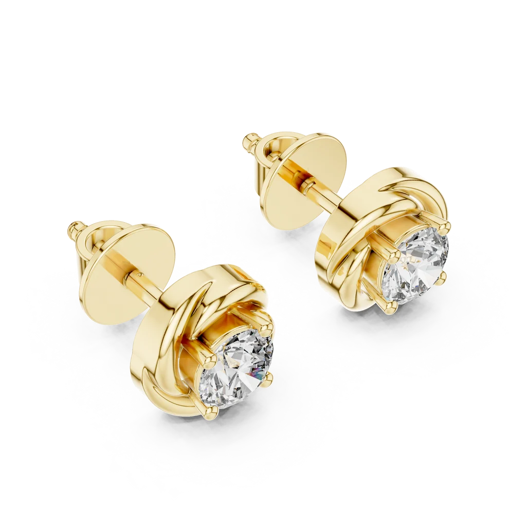 Twist Rope Round Diamond Earrings