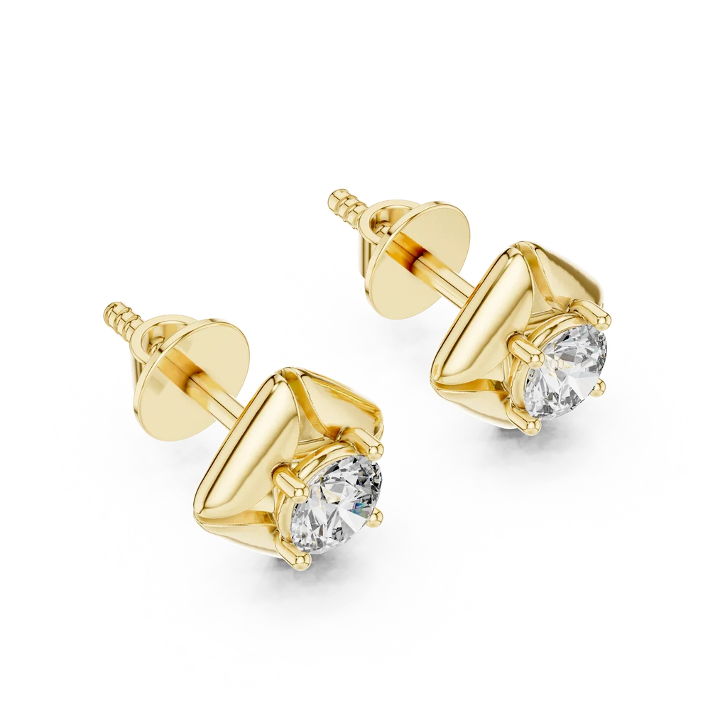 Lotus Peak Round Diamond Earrings