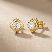 Lotus Peak Round Diamond Earrings