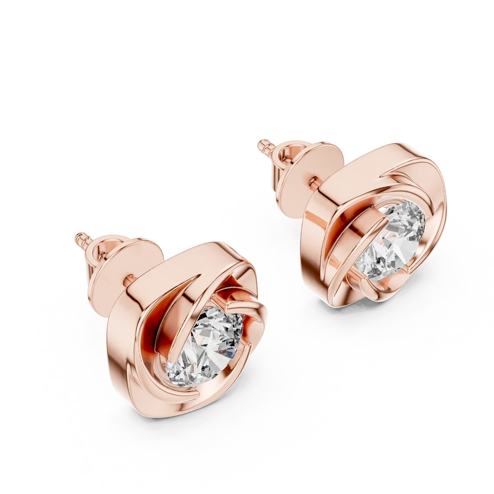 Meridian Swirl Round Diamond Earrings