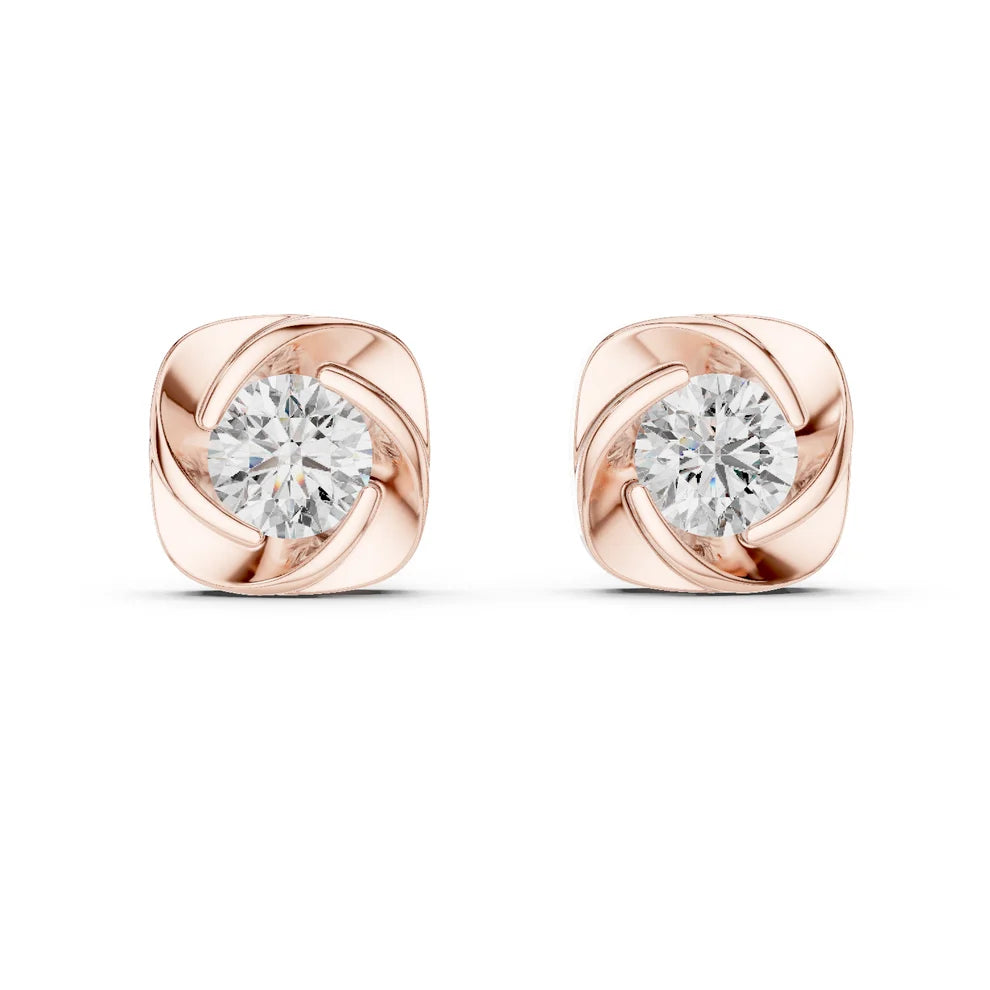 Meridian Swirl Round Diamond Earrings
