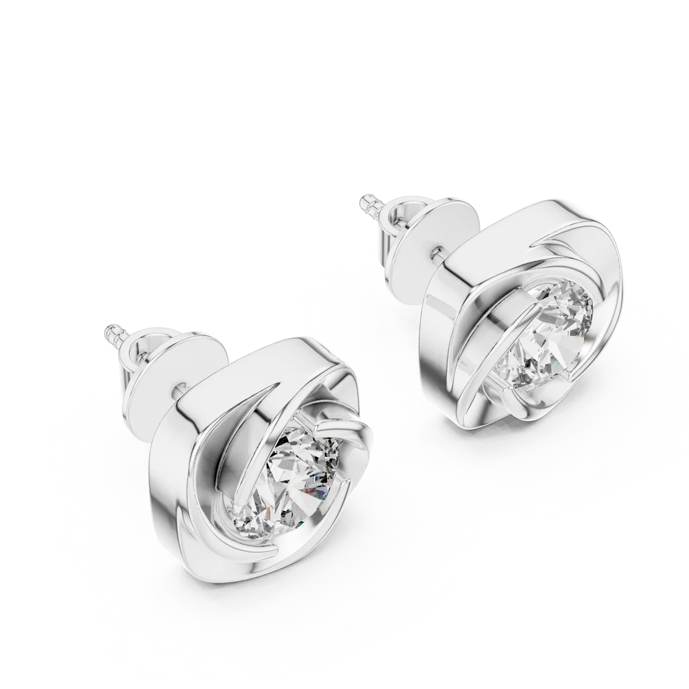 Meridian Swirl Round Diamond Earrings