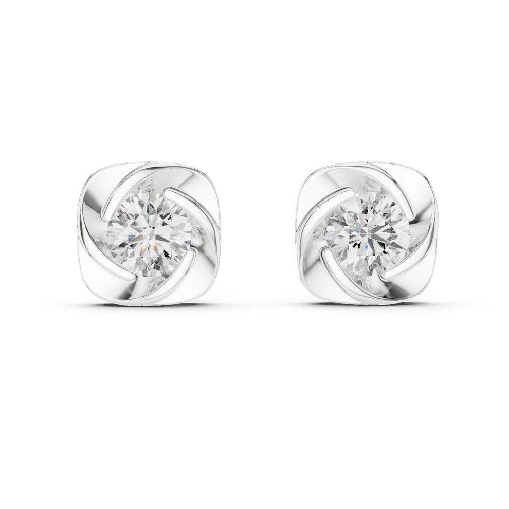Meridian Swirl Round Diamond Earrings