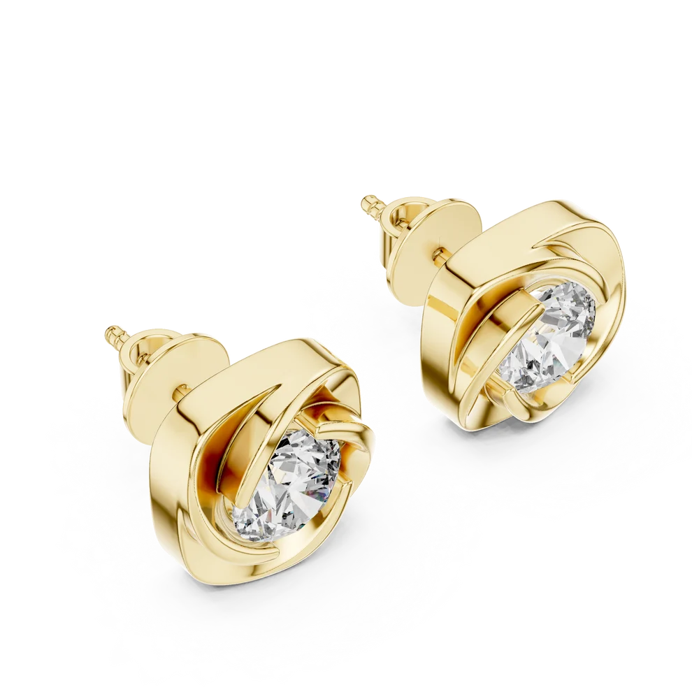 Meridian Swirl Round Diamond Earrings
