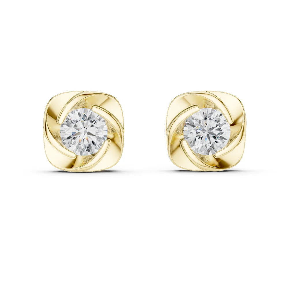 Meridian Swirl Round Diamond Earrings