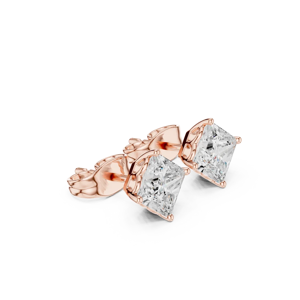 Classic Four-Prong Princess Diamond Earrings