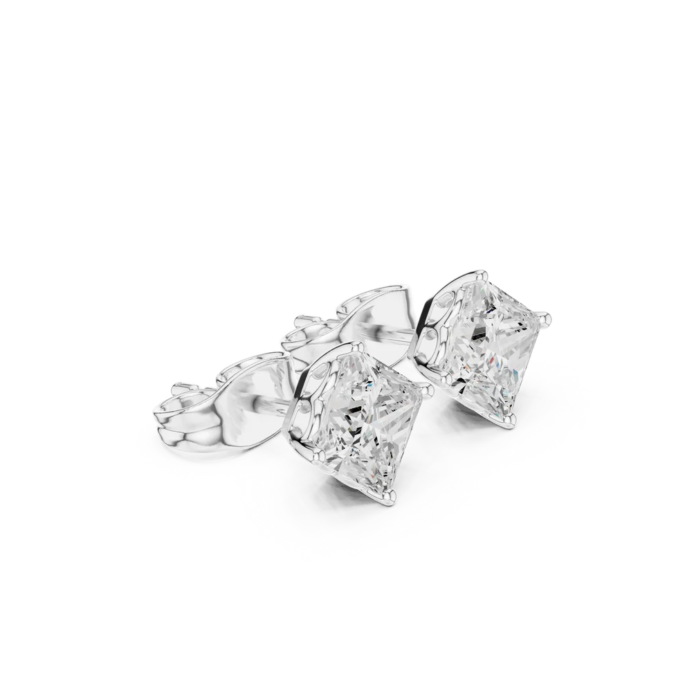 Classic Four-Prong Princess Diamond Earrings
