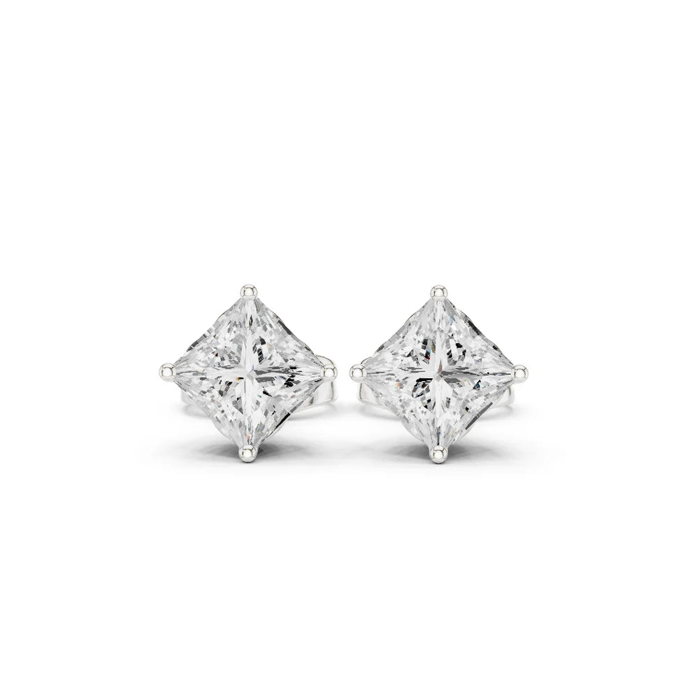 Classic Four-Prong Princess Diamond Earrings
