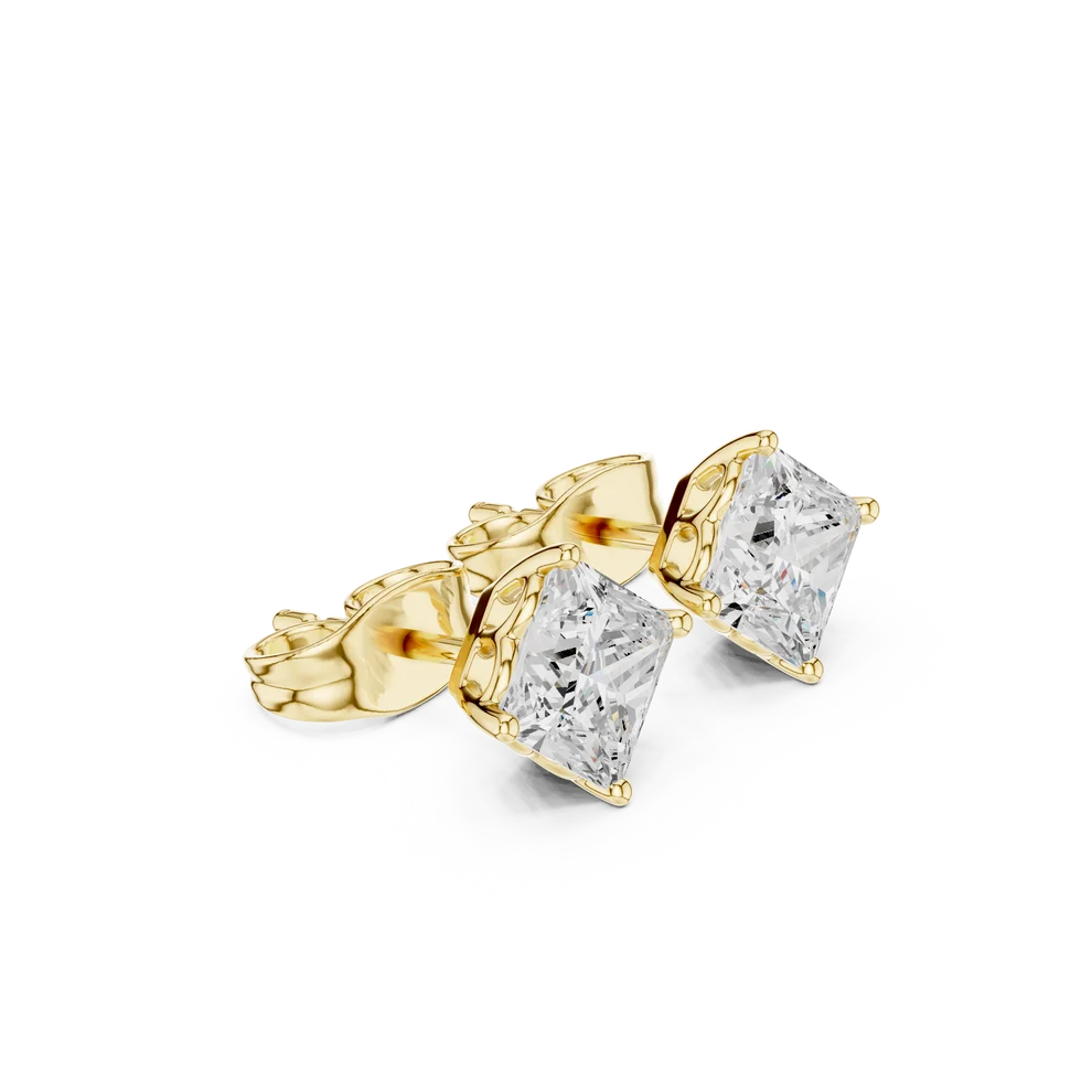 Classic Four-Prong Princess Diamond Earrings