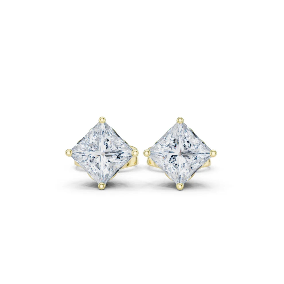 Classic Four-Prong Princess Diamond Earrings